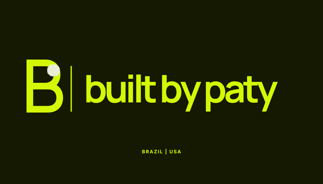 Cartão de Paty Jaffe, verso: logo built by paty, Brazil e USA